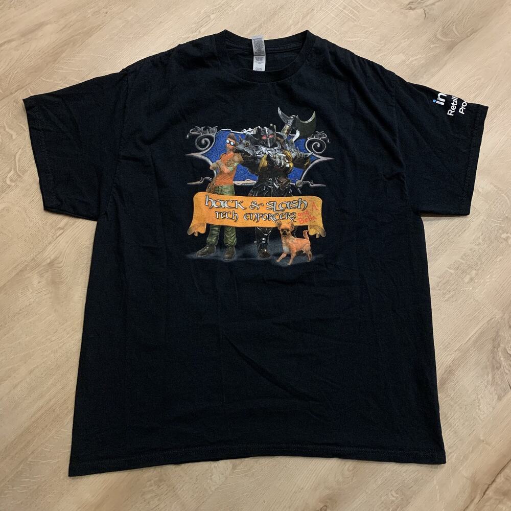 Intel Retail Edge Program Hack & Slash Promo T‑Shirt Men's XL Black Tech Game